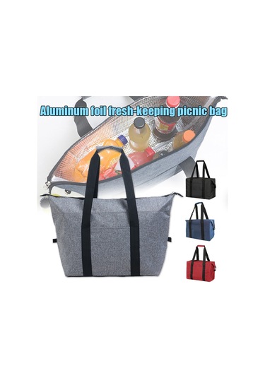 Taşınabilir Yalıtımlı Soğutucu Çanta Çok İşlevli Büyük Kapasiteli Öğle Yemeği Çantası Seyahat Kamp Piknik Siyah Çok Renkli