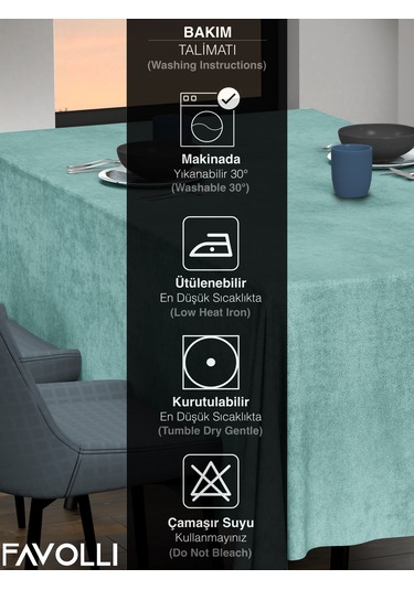Kadife Dokulu Sis Mavisi Masa Örtüsü Sis Mavisi