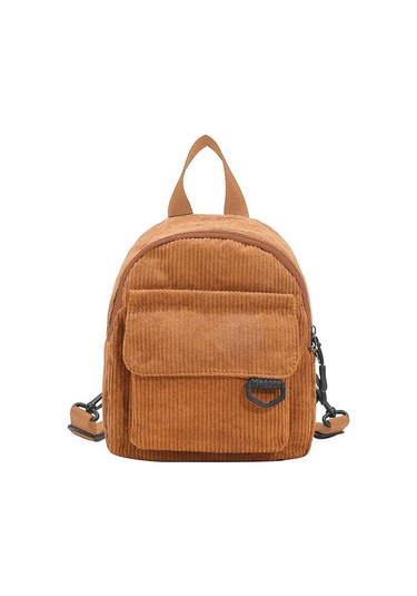 Kadın Moda Seyahat Küçük Günlük Sırt Çantaları Hafif Basit Korduroy Çift Omuz Çantası Okul Sırt Çantaları Beige Bej