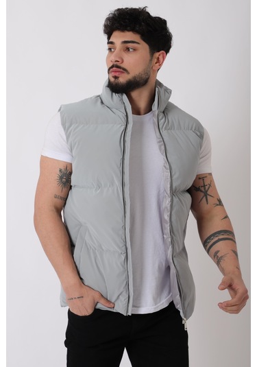 Dik Yaka Demir Fermuarlı Nova Yelek Vks 60325 Siyah