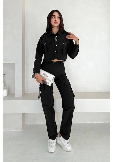 Asprin Fashion Kemerli Detay Gömlek Siyah Siyah