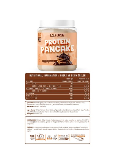 Prime Nutrition Protein Pancake 750 Gram. Hazır Proteinli Pankek Tozu