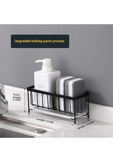 Teltree 304 Çelik Mutfak Sıvı Sabunu Depolama Rafı, Sünger Ve Çelik Topu İçin Sıvı Akışlı Tezgah Üstü Organizatörü Siyah Güncellenmiş Versiyon Diğer
