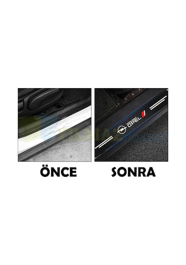 Opel Karbon Kapı Eşiği Koruma Oto Sticker 4 Parça