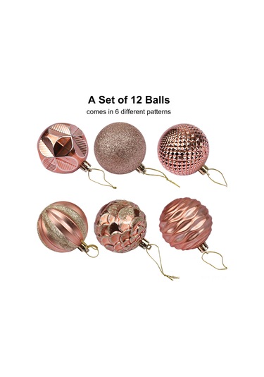 Dianziye Pvc Noel Ası Deco Topları - 12 Adet 6cm, Yeşil/gümüş/pembe Altın/kırmızı Rengi Seçenekli