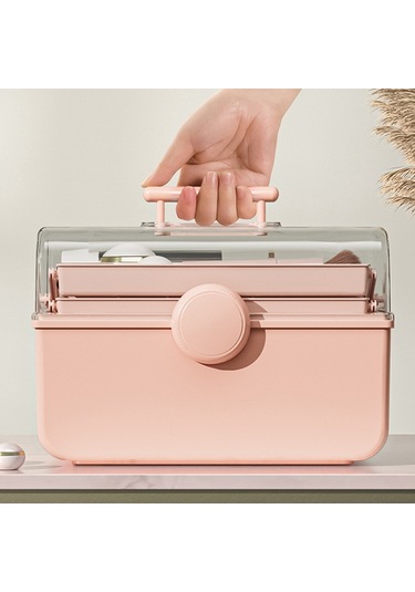 Cbtx Boyut Xl Masaüstü Kozmetik Pp Saklama Kutusu Şeffaf Kapaklı Toz Geçirmez Makyaj Organizatör Saplı - Mavi