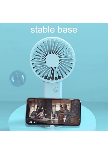 2 Adet Mini Fan,telefon Tutucu,portatif El Vantilatörü Mavi 9,3x19cm
