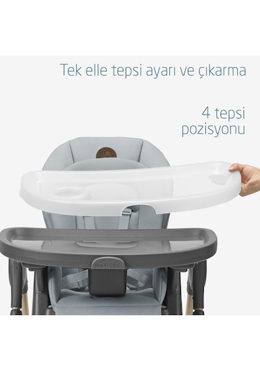 Maxi-Cosi Minla 6'sı Bir Arada  Ahşap Görünümlü Mama Sandalyesi Beyond Grey Eco