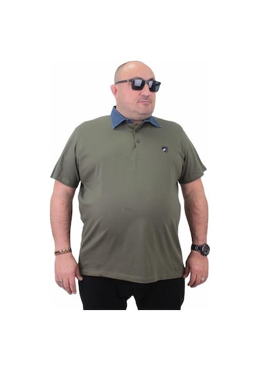 Starbattal Büyük Beden Polo Kot Yaka Tişört 23420 Hakı-Hakı Haki