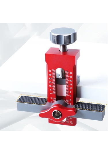 Kangvka Alüminyum Kabinet Kapısı Montaj Aracı - Çift Fonksiyonlu Konumlayıcı, Hassas Delme Rehberi Ve 3 Delici Uçlu Profesyonel Takım Kırmızı