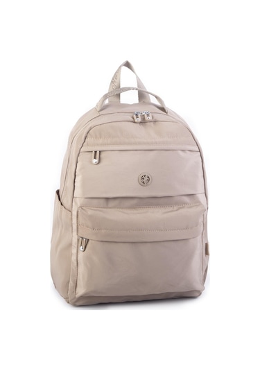 Nas Bag Extra Hafif Su Geçirmez Çok Gözlü Waterproof Unisex Sırt Çantası 30x40 Cm Vizon