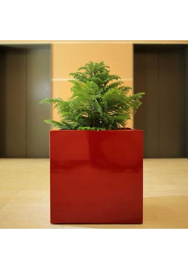 Mofiba Fiberglass Saksı Kare 35cm 35cm 35h Cm Kırmızı
