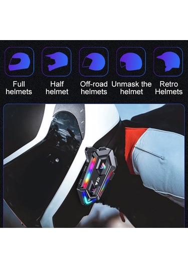 Yifomall "y20 Motosiklet Kask Kulaklığı: Bluetooth 5.3, Rgb Aydınlatma, 25 Saat Pil Ömrü, Ipx6 Su Geçirmez, Çift Cihaz Bağlantılı"