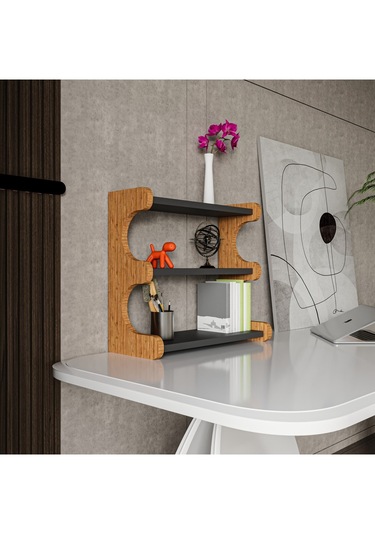 Alpa Ev Mobilya 3 Katlı Tezgah Üstü Mutfak Rafı, Baharatlık Ve Modern Düzenleyici Tasarım Atlantik Çam-antrasit