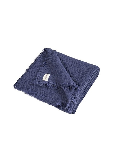 Brighton 100x120 CM Organik 4 Katlı Lacivert Renk Müslin Battaniye