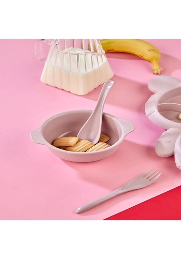 4 Parça Mama Tabağı Ve Çatal Kaşık Kase Seti 3 Bölmeli