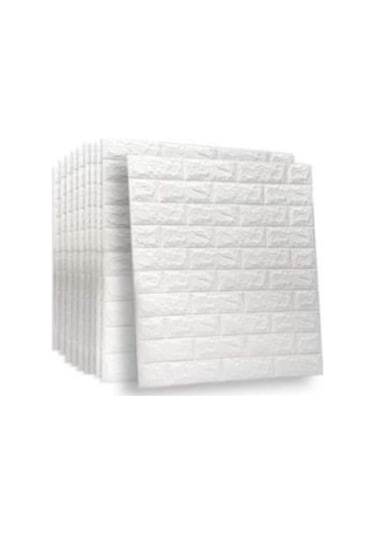 Beyaz Arkası Yapışkanlı 70X77Cm 10 Adet Taş Duvar Kağıdı Paneli