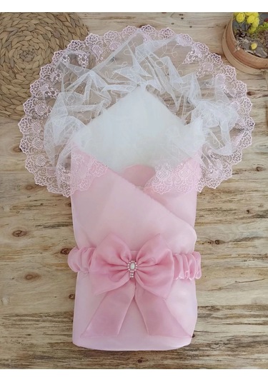 Yenidoğan Kumru İnci Fiyonk Kristal Parlak Duvaklı Kundak Bebek Battaniyesi Pembe Çok Renkli