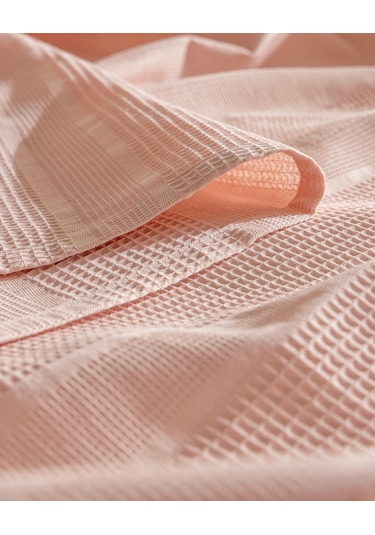 Mathilda Tek Kişilik %100 Pamuk Karde Düz Pike Takımı - Pudra 8684427195123 Pudra