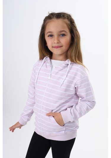 Toontoy Kız Çocuk Baskılı Hırka Açık Lila