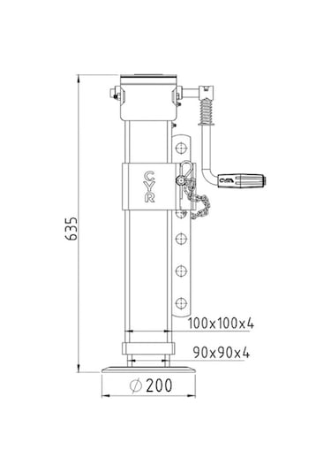 Çayırova Şanzımanlı Ayarlı Römork Kriko 100x100mm-15.000 Kg