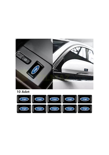 Ford Logo Arma Direksiyon Jant Vites Torpido Ayna Damla Silikon Etiket Çıkartma Oto Sticker 18x11mm