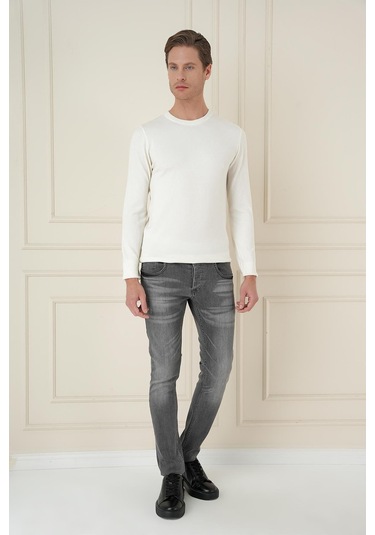 Tr 875 Slim Fit Ekru Klasik Triko Ekru