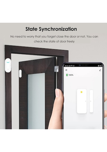 Novahub Alexa & Google Uyumlu Kapı Sensörü, Pilsiz, Beyaz Plastik, Kullanışlı Akıllı Kapı Dedektörü