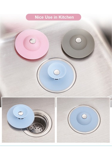 Moveevo Silikon Vana Tıkanıklık Önleyici, Basınçlı Emme Dizayni, Saç Ve Çöp Filtresi, Banyo/ Mutfak Lavaboları İçin Gri Gri