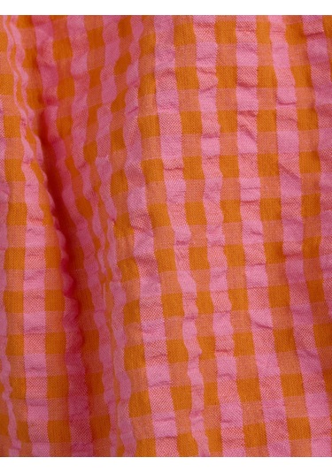 Jack & Jones Kadın Kalin Askili Ekose Desenli Bluz - Petra - 12277417 Persimmon Orange