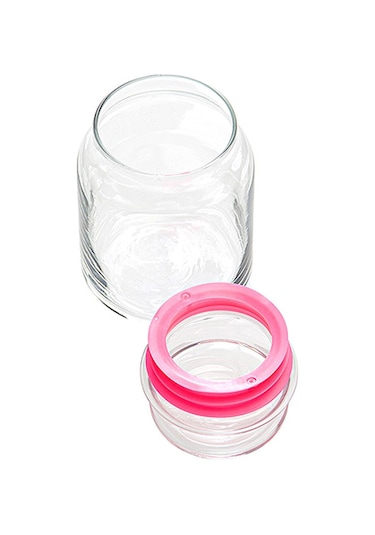 LAV Sera Cam Kavanoz 3'lü Küçük Boy 290 ml Pembe Cam Kapaklı (Erzak Saklama Kavanozu )