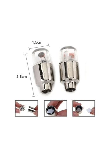 Araç Ve Bisiklet İçin 2 Li Mavi Led Hava Valfi Işık Kapakları Gec Çok Renkli