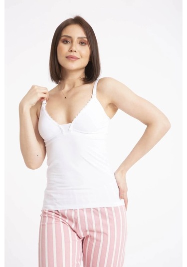 Kapbirtane Kadın Emzirme Likralı Atlet 2013 - 1 Adet Beyaz