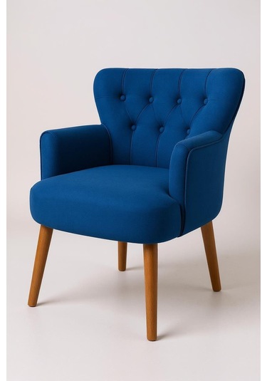 Roma Berjer - Modern Tekli Koltuk - Babyface Kumaş - Saks Mavi