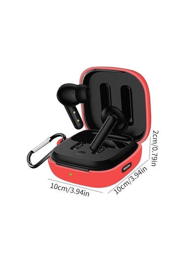 Kırmızı Silikon Koruyucu Kapak Qcy T13 Anc Airdots Tws Bluetooth Kulaklık Kutusu Toz Geçirmez Koruyucu Kılıf
