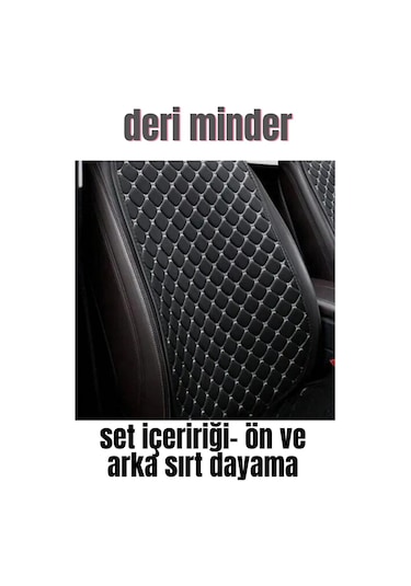Deri Cepli Oturak Kapitone Sırt Dayamalı Minder Siyah Beyaz