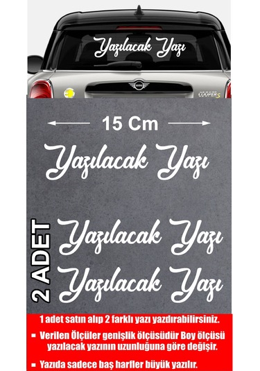 Kişiye Özel Ad Soyad Sticker 2 Adet - Araba Oto Motosiklet Karavan Sticker - 00121 15 Cm