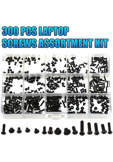 Suofeng 15 Farklı Boyutlu 300 Adet Siyah Km Vida Seti - Ev Ve İşyeri Tamiri İçin Kutu Paketli Metal Vidalardan Oluşur