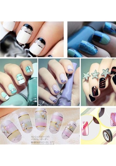 30 Adet Renkli Rulo Şerit Bant Hattı Nail Art Etiket Araçları Tırnak Etiketinde Güzellik Süslemeleri