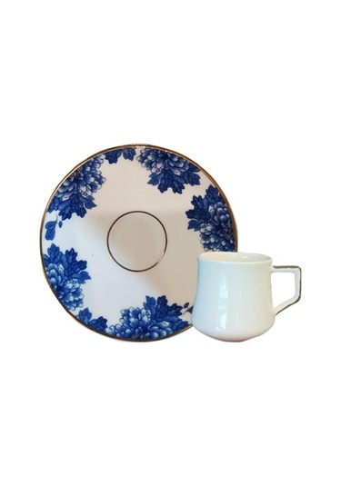 Evaliza King Flower 80ml 6 Kişilik Kahve Fincan Takımı Beyaz