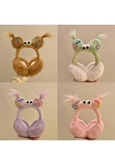 Elmpaly Beyaz Renkli Kadınlar İçin Sevimli Polar Kulaklık, Sıcak Rüzgar Geçirmez Kışlık Hediye