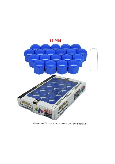 Bijon Kapağı Düz 19 Mm Mavi 20 Li Set