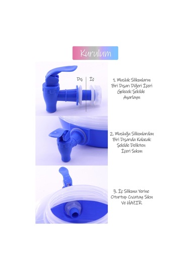 Katlanabilir Su Sebili Çeşmeli Körüklü Su Bidonu Çeşme Piknik Kamp Damacana Içecek Şişesi Mavi