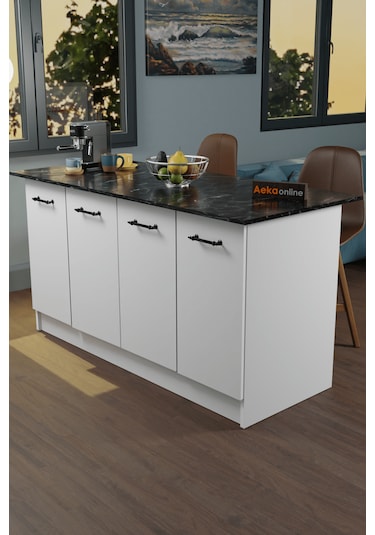 Ae-2040 Vera Mutfak Adası Bar Masası Yemek Masası Dolaplı, B/sm