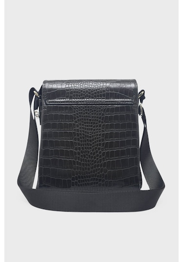 Kanuga Ysmn1973 Siyah Kroko Unisex Çapra Çanta Siyah Kroko
