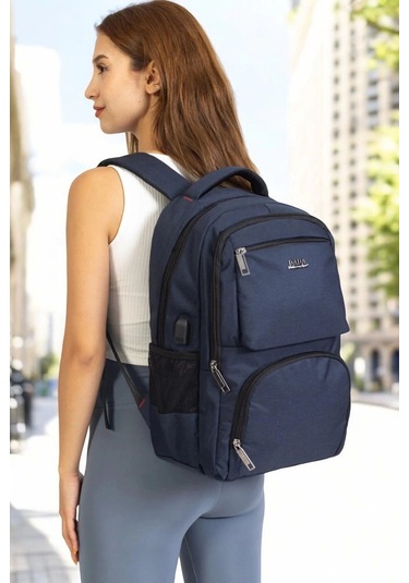 Sportif Darbe Emici Su Geçirmez 13,3-14 İnç Lacivert Laptop Sırt Çantası Renkli Çok Renkli