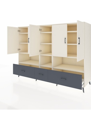 Kronos Dolap 12 Raflı 3 Çekmeceli 5 Kapaklı 220x59x163 Aytaşı-ayt Aytaşı-aytaşı/antrasit