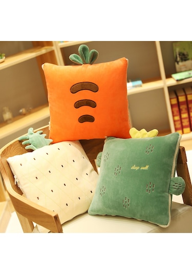 Geeksen Yeşil Kaktüs Desenli İki Kullanımlı Yorgan Yastık - 100x150cm Koltuk/ofis Yorganı, 35x35cm Yastığa Dönüştürülebilir,聚酯 Malzeme, Sıcak Ve Konforlu Yeşil