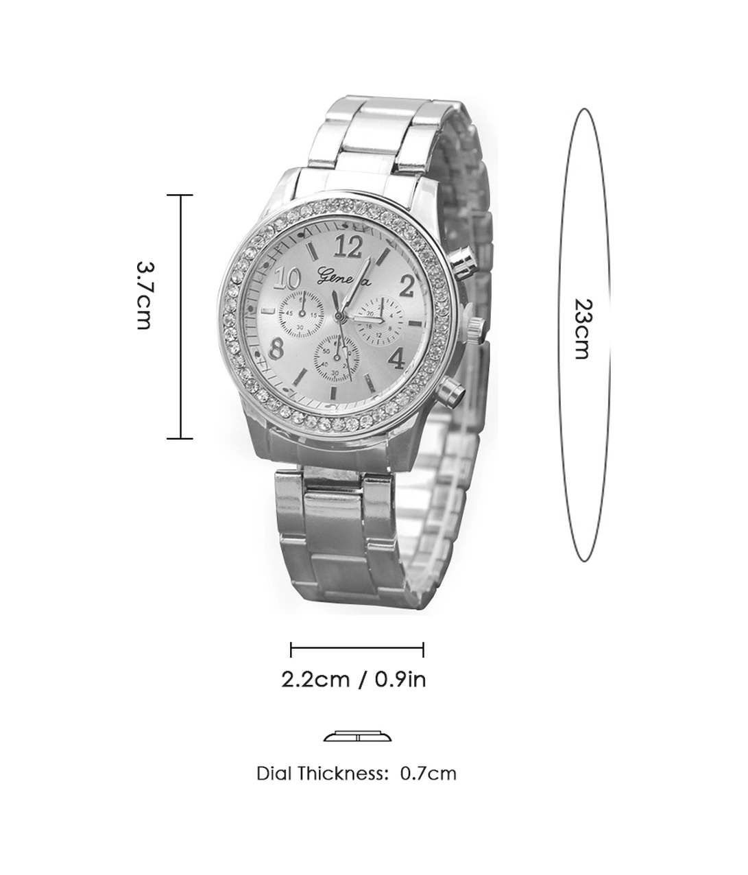 Xindoker Kadınlar İçin Güneş Altınlı Üç Gözlü Elbise Saati, Moda Çelik Kordon, Dayanıklı, Her Zaman Şık, Hediye İçin Uygun Diğer