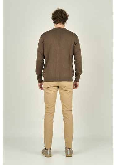 Ateş Triko Erkek Cep Detaylı V Yaka Yün Hırka 4490 Vizon Vizon